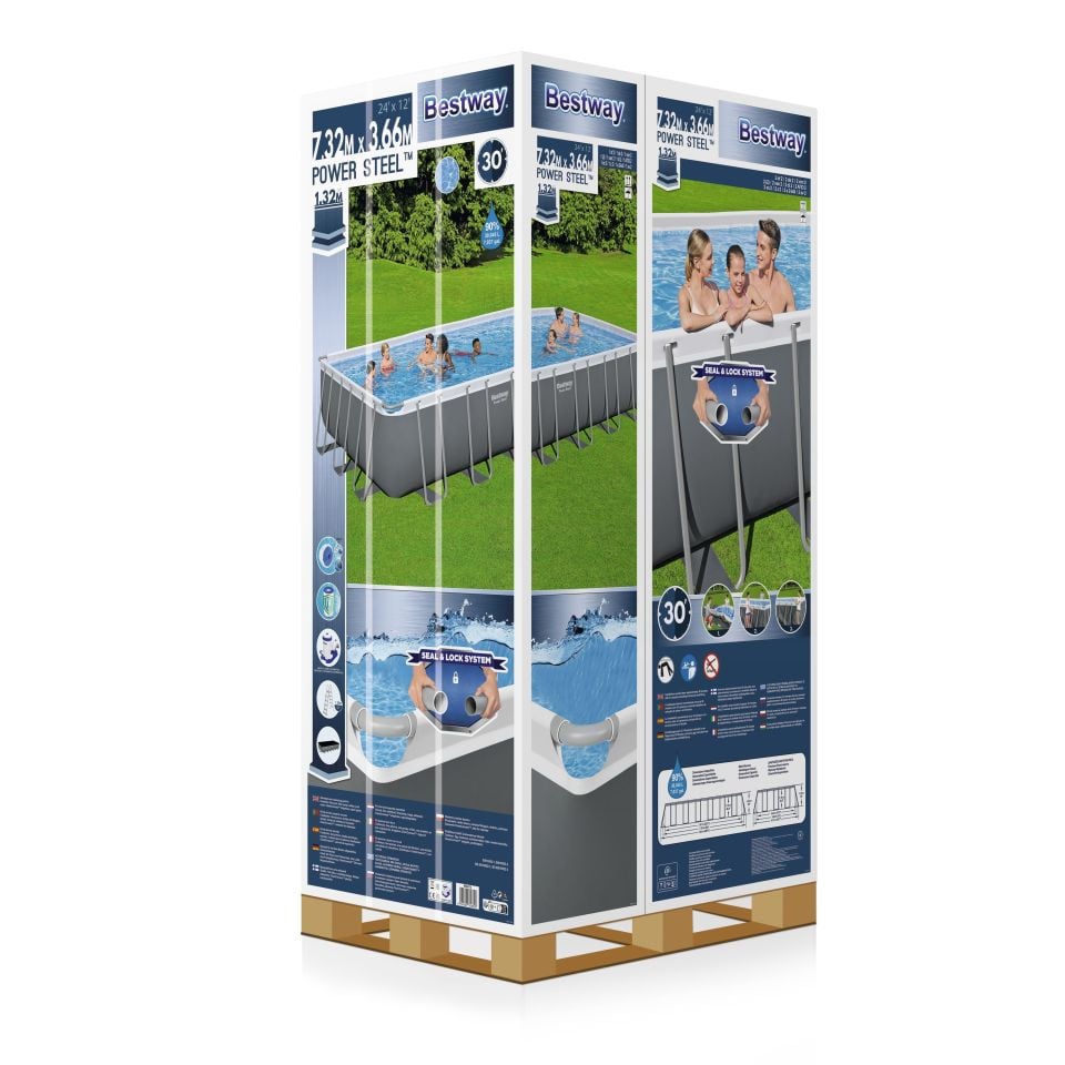 Bestway® 56474 Power Steel™ Prefabrik Yer Üstü Havuz Seti 7,32 m x 3,66 m x 1,32 m