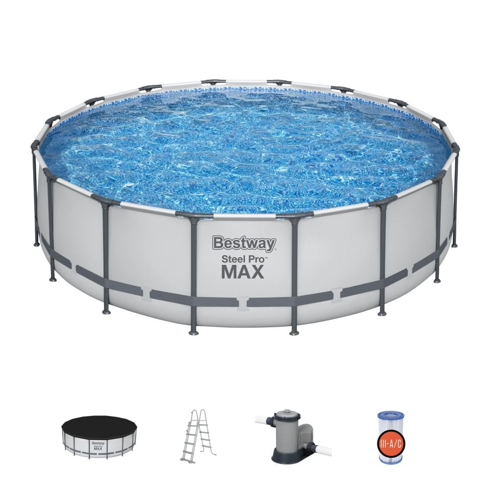 Bestway® 5612Z Steel Pro MAX™ Prefabrik Yer Üstü Çember Havuz Seti 4,88 m x 1,22 m