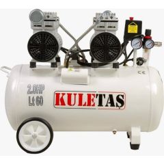 Kuletaş Süper Sessiz Yağsız Kompresör 60 Litre Çift Motor 2 Hp