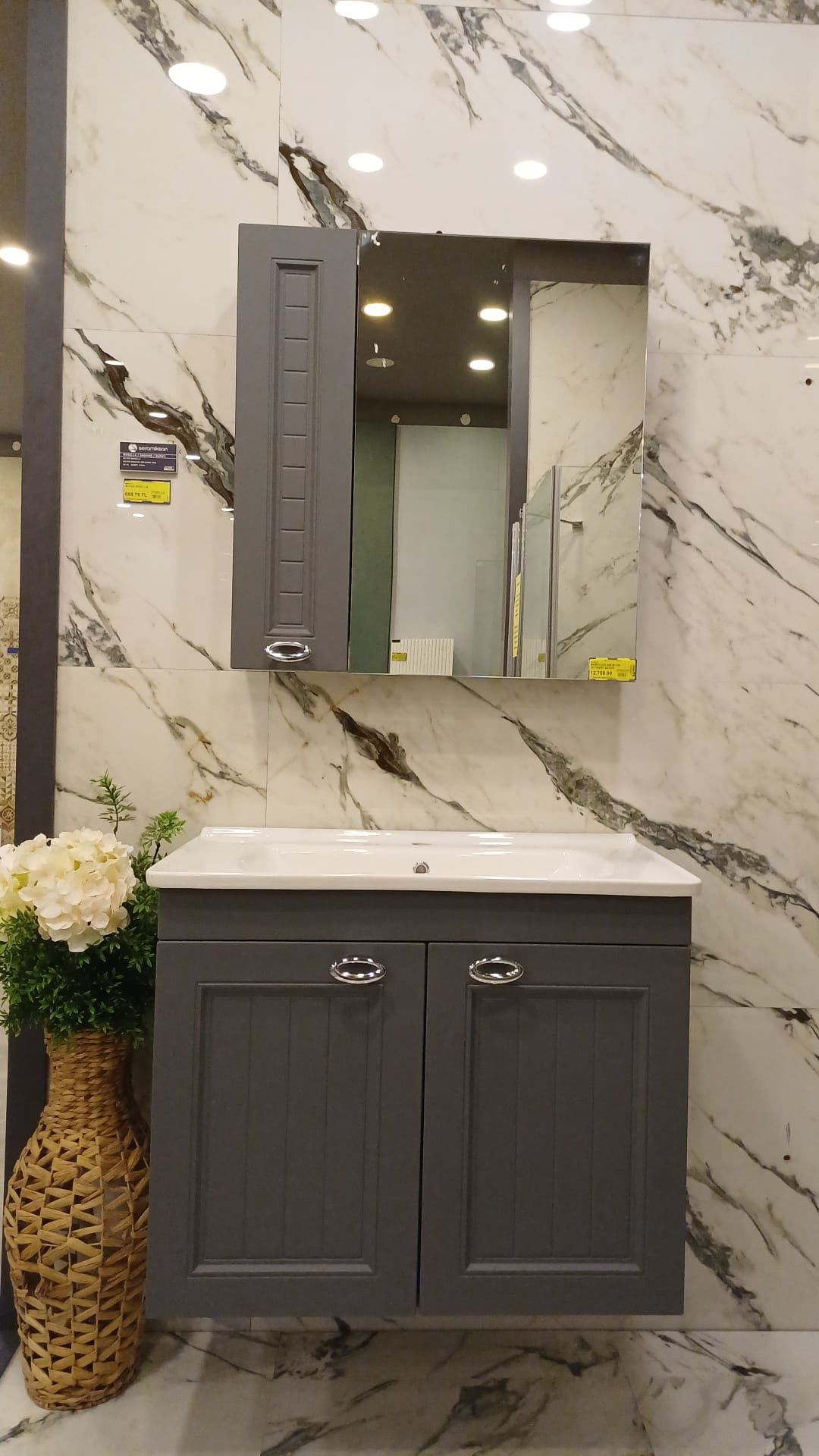 BANYO DOLABI 80 CM ANTRASİT SATEN