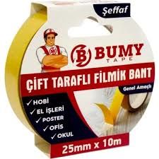 BUMY ÇİFT TARAFLI FİLMİK BANT ŞEFFAF 35X10 MT