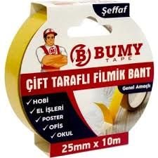 BUMY ÇİFT TARAFLI FİLMİK BANT ŞEFFAF 35X10 MT
