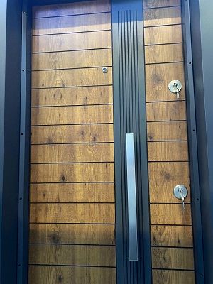 ÇELİK KAPI HK-63 ÇİFT FİTİL LAMİNANT KAHVERENGİ  4274 SOL