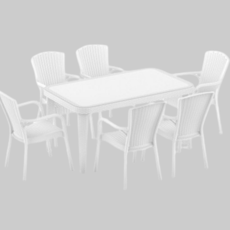 MASA 90X150 OSAKA BEYAZ 6+1