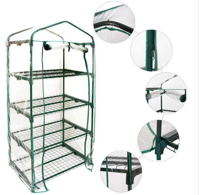 BAHÇEM ŞEFFAF PORTATİF METAL RAFLI 4 KATLI SERA GH-004