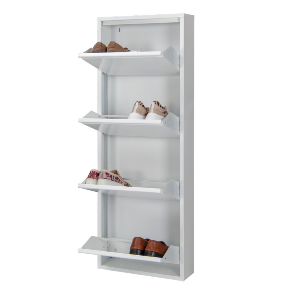 AYAKKABI DOLABI METAL DÖRTLÜ BEYAZ