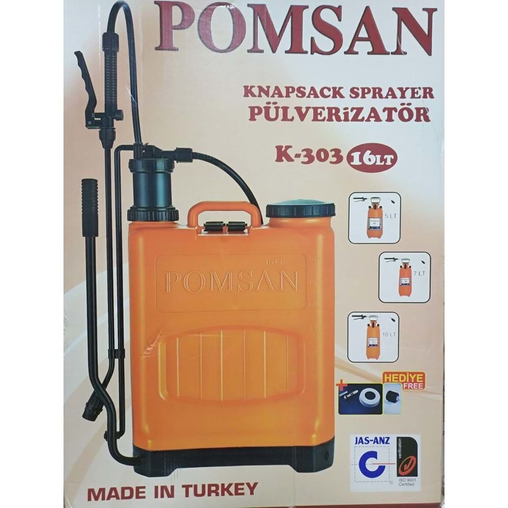 POMSAN BASINÇLI İLAÇLAMA POMPASI 16LT K-303