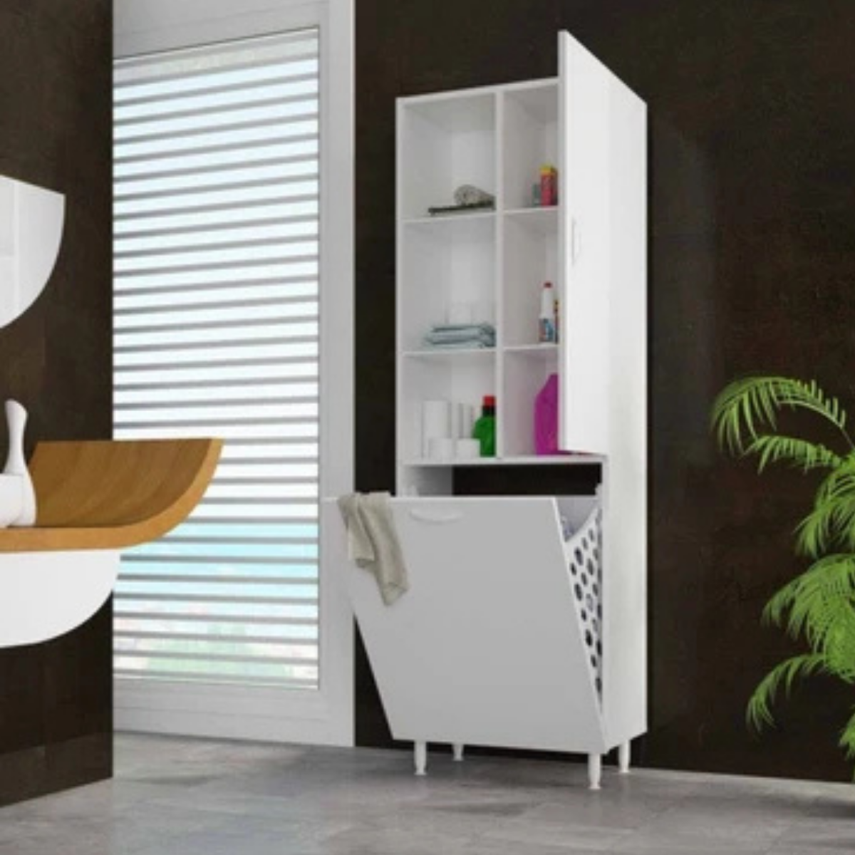 ÇAMAŞIR SEPETLİ DOLAP 6 RAFLI ARD110