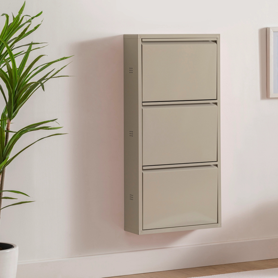 AYAKKABI DOLABI METAL ÜÇLÜ BEJ