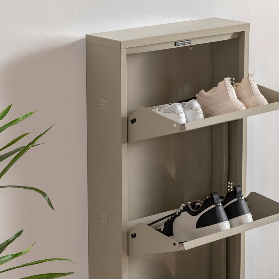 AYAKKABI DOLABI METAL ÜÇLÜ BEJ