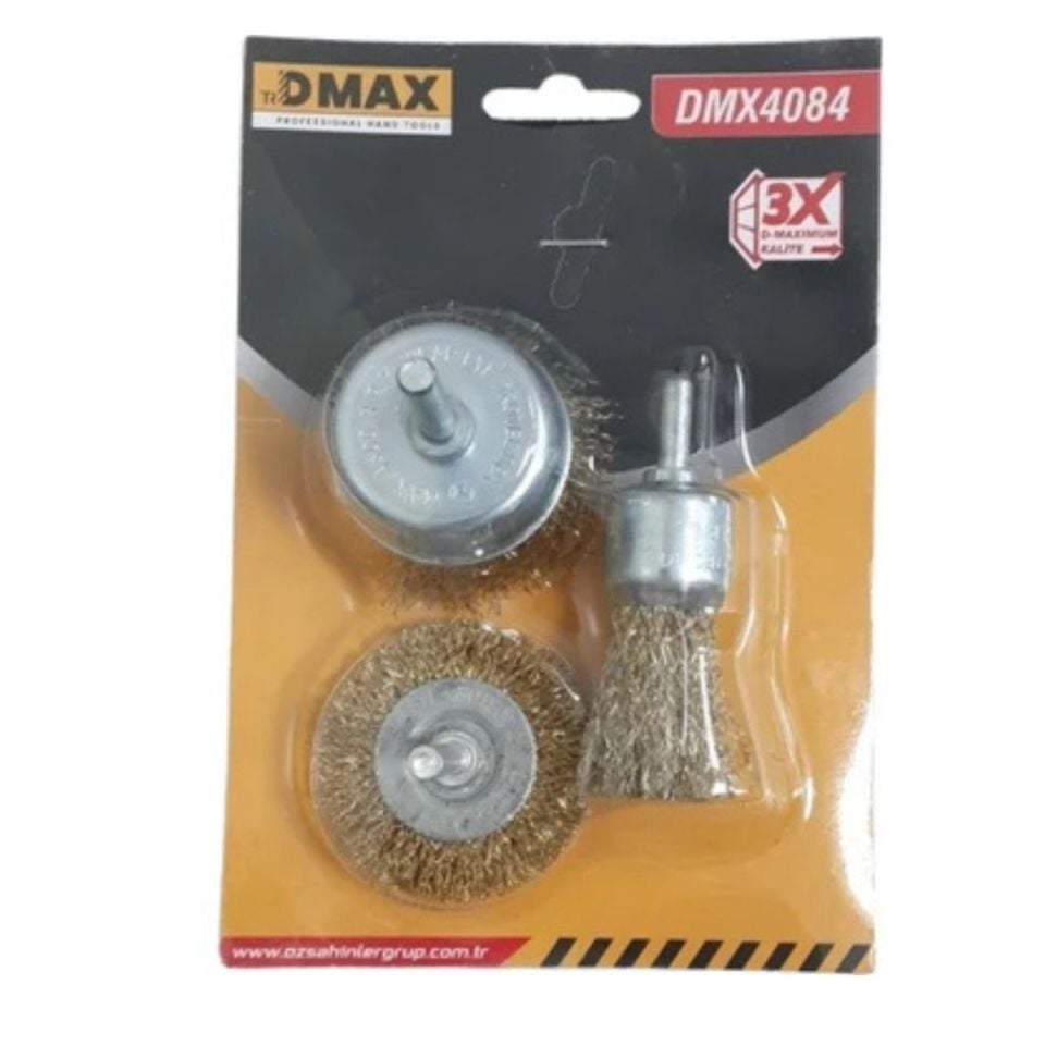 DMAX SAÇAKLI TEL FIRÇA SETİ 3 PARÇA DMX4084