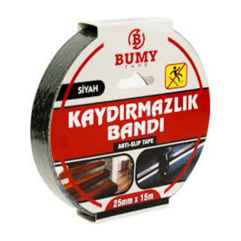 BUMY MERDİVEN KAYDIRMAZLIK BANDI SİYAH 25MMX15 MT