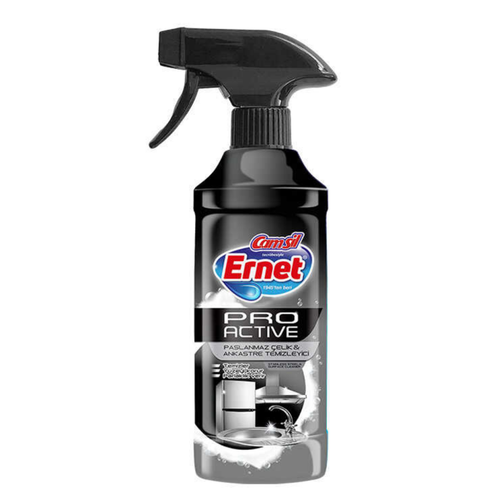 ERNET PRO ACTIVE PASLANMAZ ÇELİK-ANKASTRE TEMİZLEYİCİ 435 ML