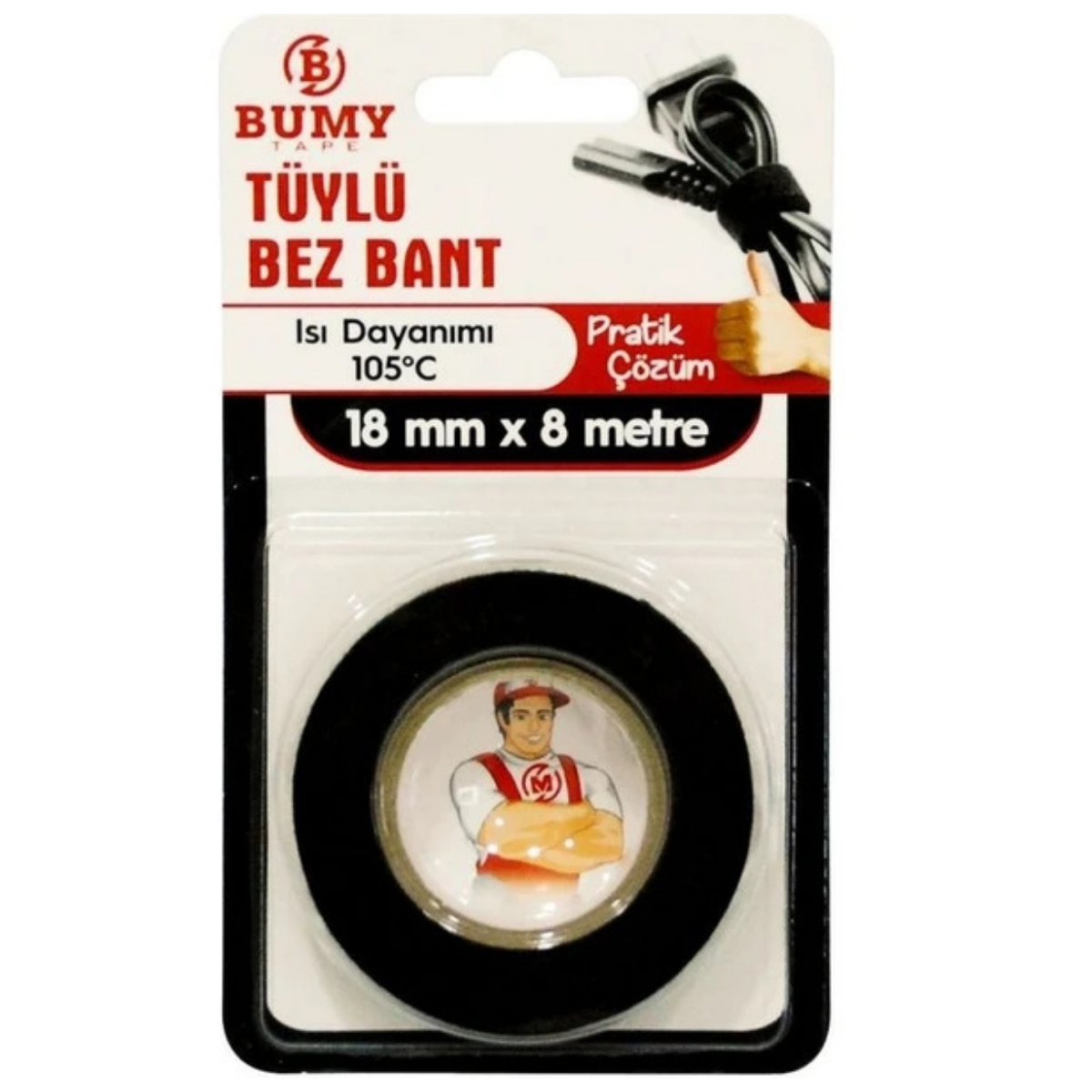 BUMY TÜYLÜ BEZ BANT SİYAH 18MMX8MT