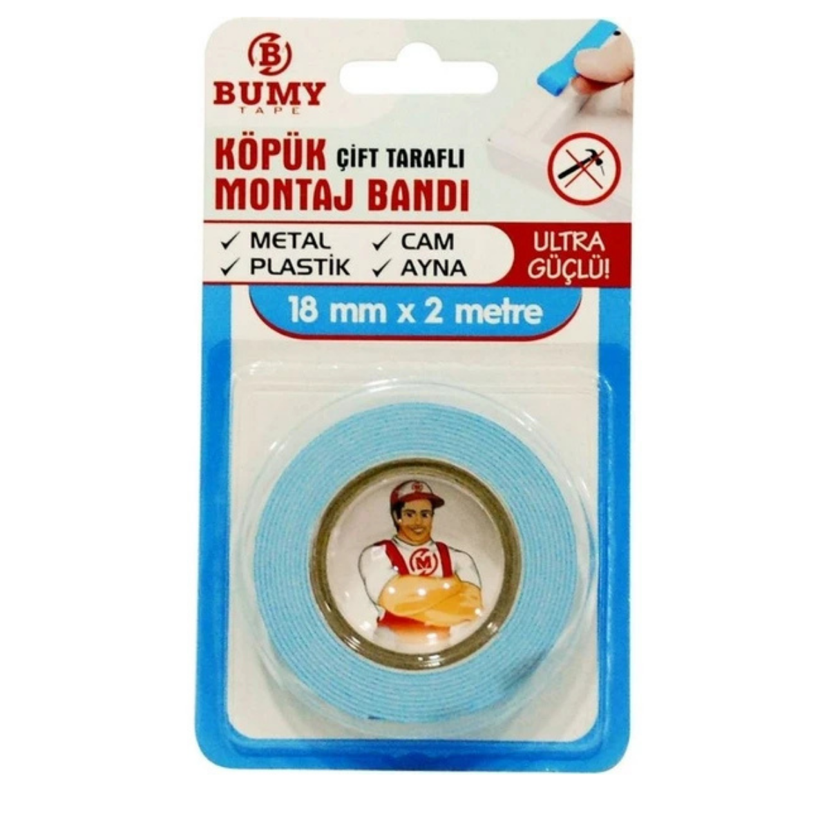 BUMY ÇİFT TARAFLI KÖPÜK MONTAJ BANDI BEYAZ 18MMX2MT