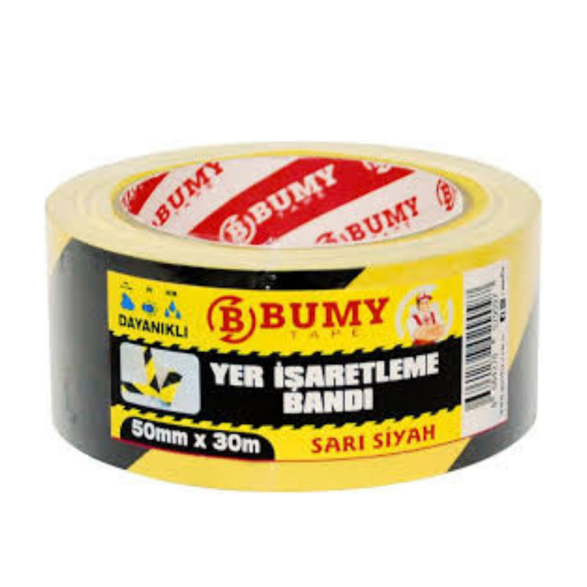 BUMY YER İŞARETLEME BANDI SARI SİYAH 50MMX30M