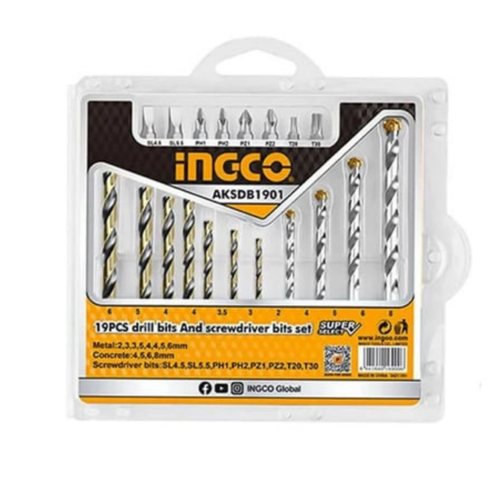 İNGCO 19LU MATKAP UCU VE VİDA SETİ AKSDB1901