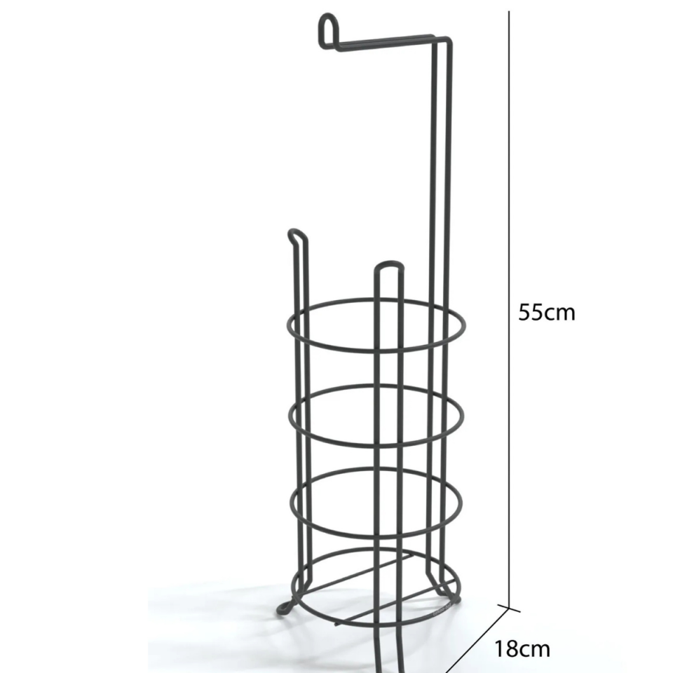 TEKNO-TEL AYAKLI YEDEKLİ TUVALET KAĞITLIĞI MAT SİYAH MG-093