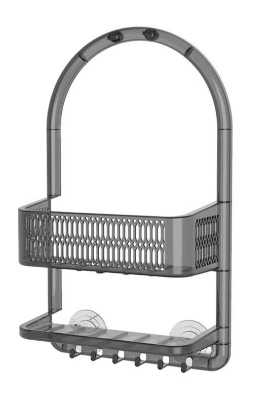 PRİMANOVA CERES PLASTİK BANYO DUŞ RAFI ŞEFFAF-SİYAH