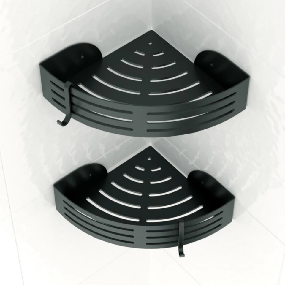 TEKNO-TEL PLASTİK PASLANMAZ BANYO KÖŞE RAFI MAT SİYAH BK-069