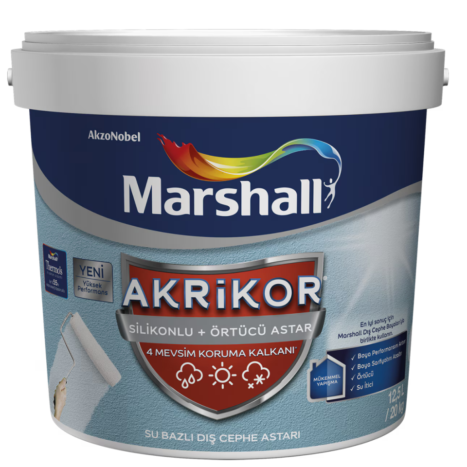 MARSHALL AKRİKOR SİLİKONLU+ÖRTÜCÜ ASTAR BEYAZ  2,5 L