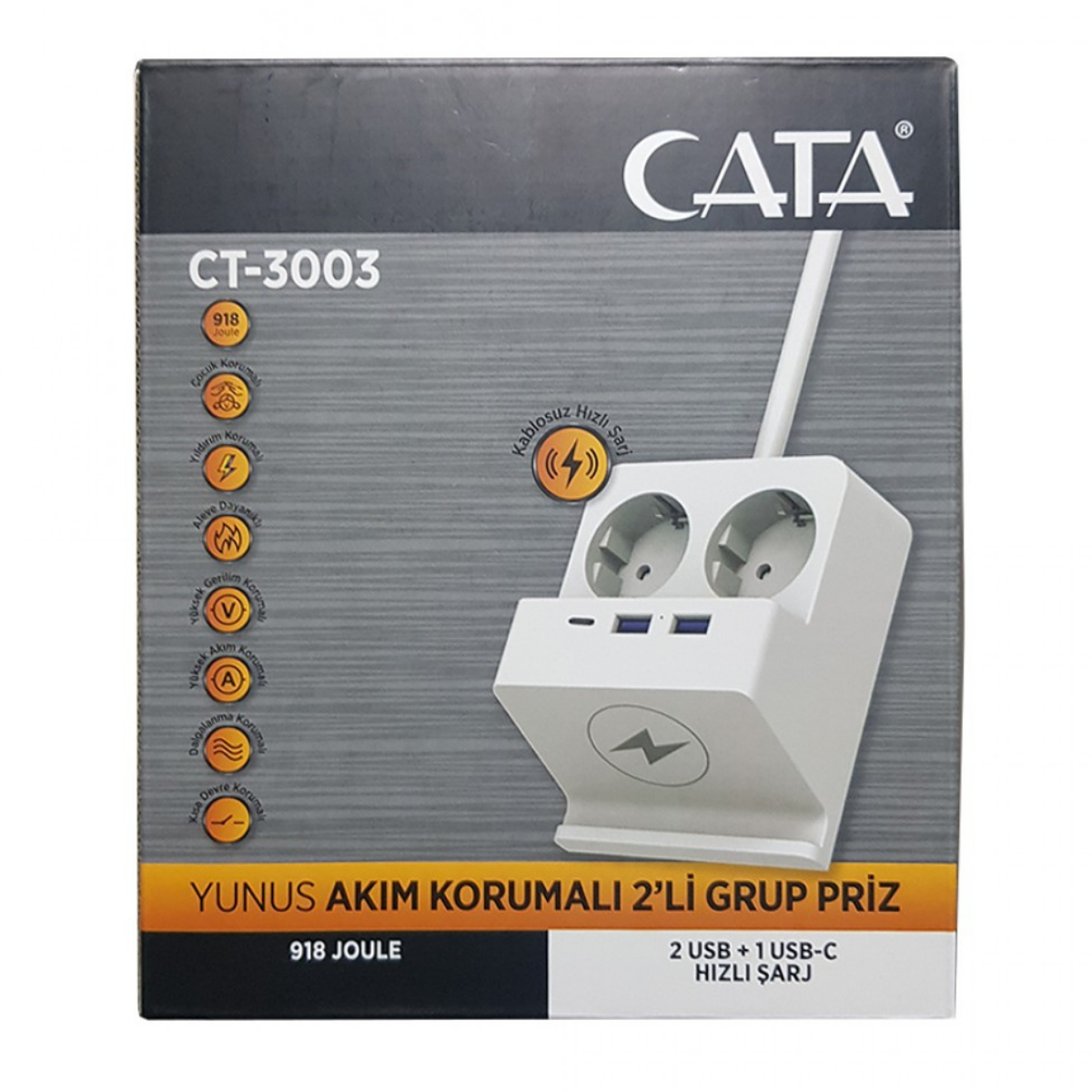 CATA YUNUS AKIM KORUMALI 2 Lİ GRUP PRİZ CT-3003