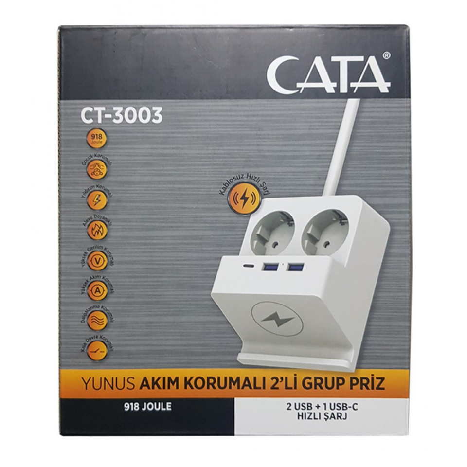 CATA YUNUS AKIM KORUMALI 2 Lİ GRUP PRİZ CT-3003