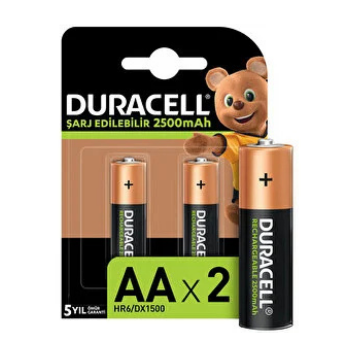 DURACELL AA 2500 MAH ŞARJLI KALEM PİL 2 Lİ PKT