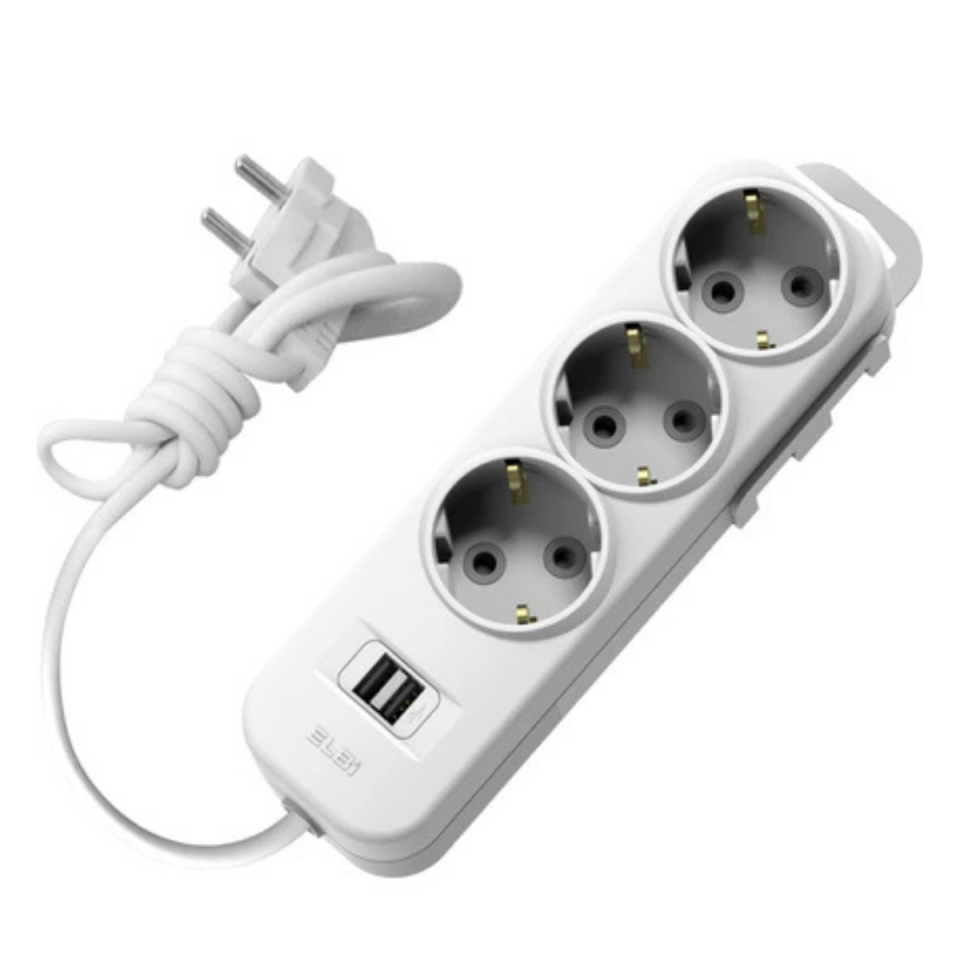 ELBİ MYRA 3 LÜ USB Lİ Ç.K TOP.GRUP PRİZ 3MT