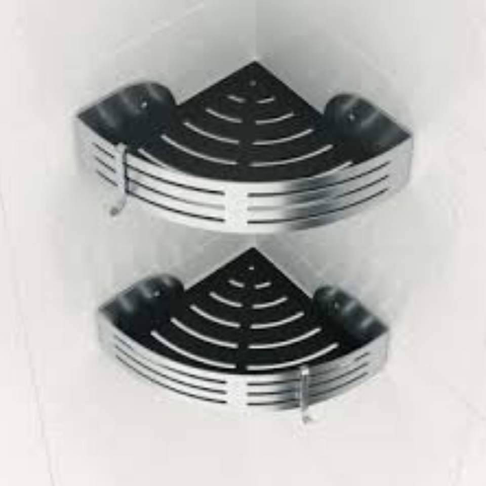 TEKNO-TEL PLASTİK PASLANMAZ BANYO KÖŞE RAFI PARLAK SİYAH BK069