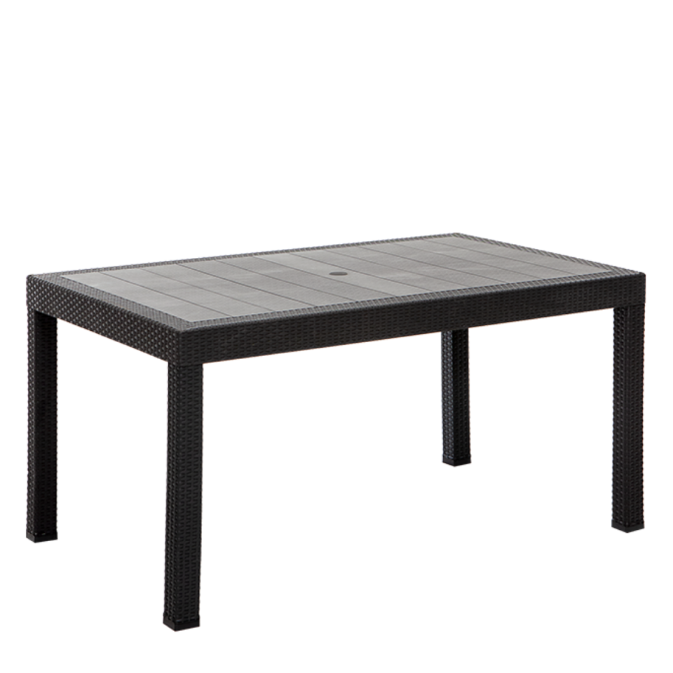 MASA 90X150 RATTAN CAMSIZ ANTRASİT