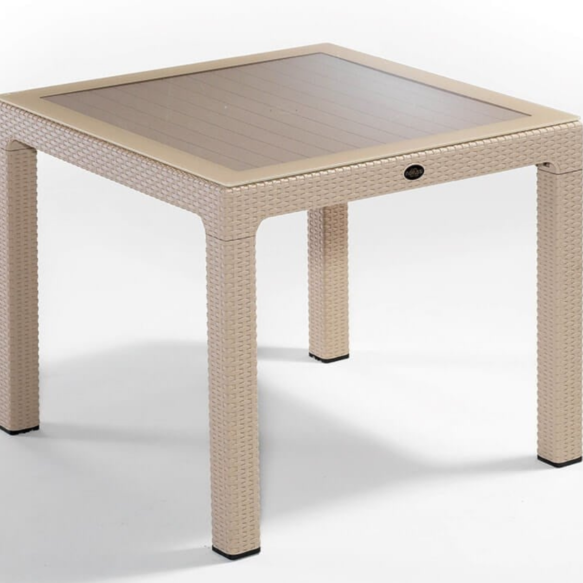 MASA 90X90 RATTAN GOLD CAMLI CAPUCİNO