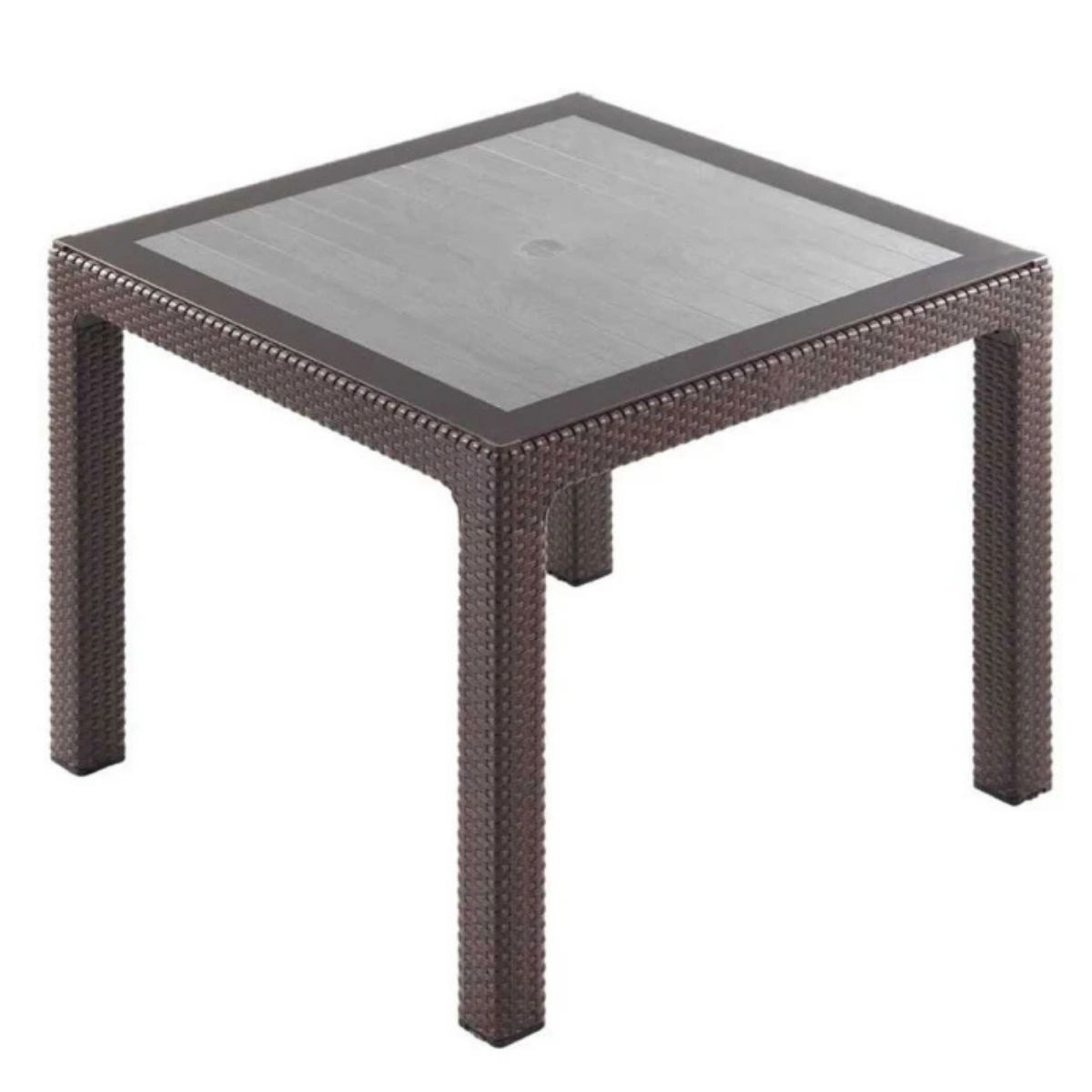 MASA 90X90 RATTAN GOLD CAMLI KAHVE