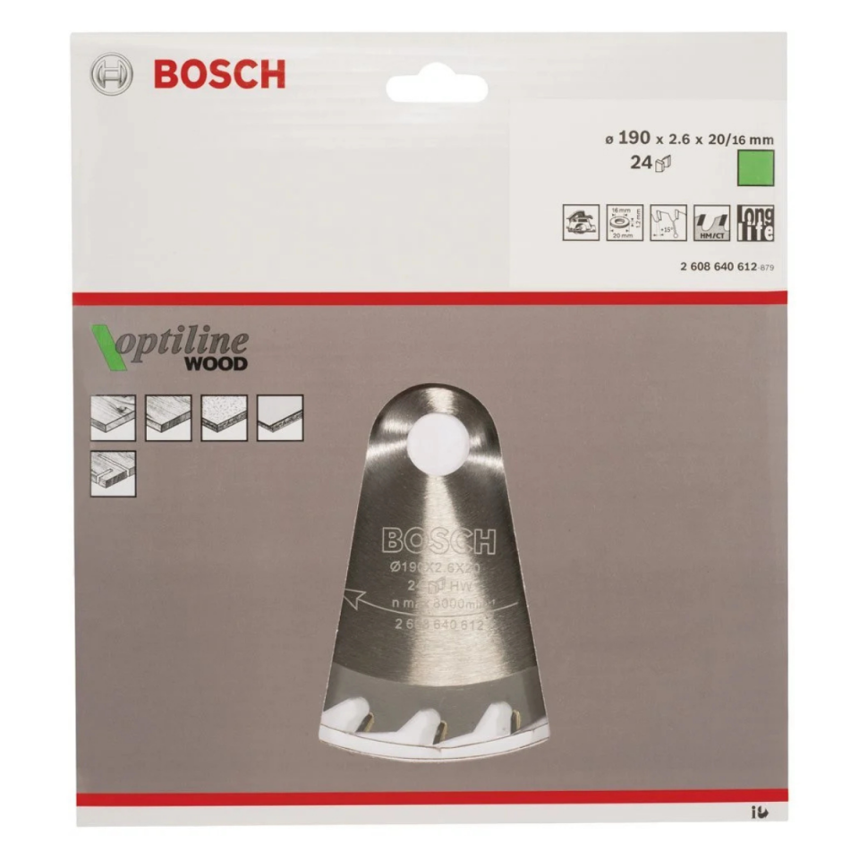 BOSCH SUNTA KESME 190X20/16 MM 24 DİŞ