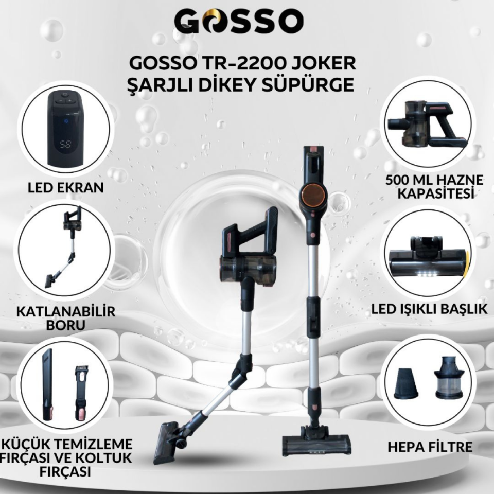 GOSSO BLDC ŞARJLI DİKEY SÜPÜRGE JOKEY TR2200