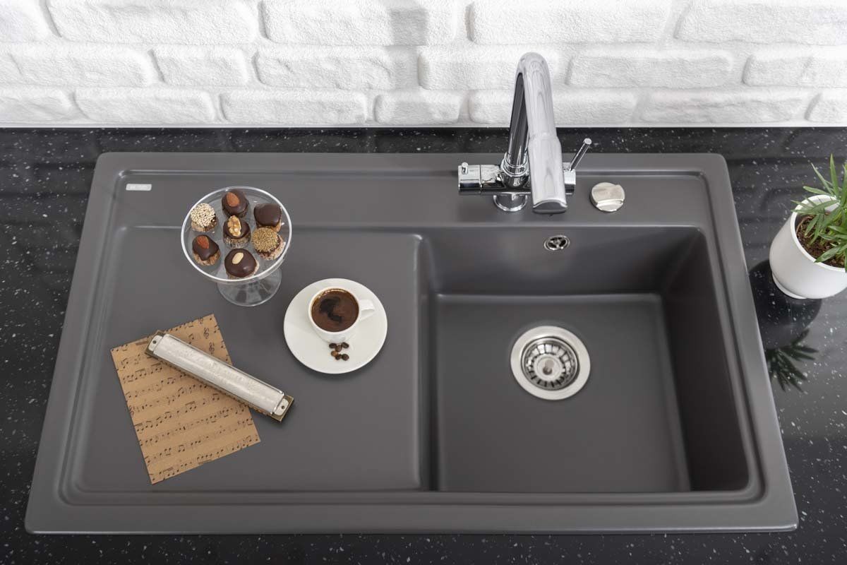 SERAMİK EVİYE CREA 45S ALU GRİ 860X510 MM