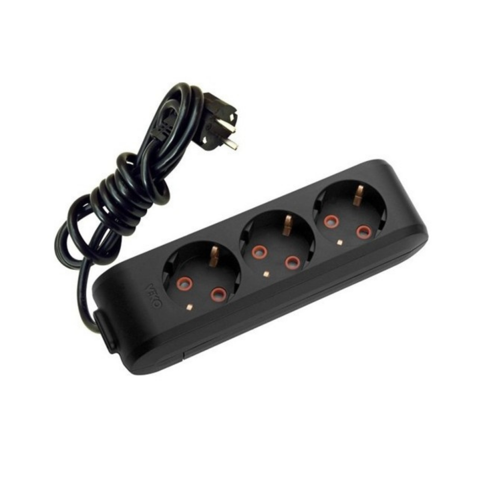 Vİ-KO MULTİ-LET  ÜÇLÜ PRİZ 3 MT TOPRAKLI SİYAH 90 1X 33 03