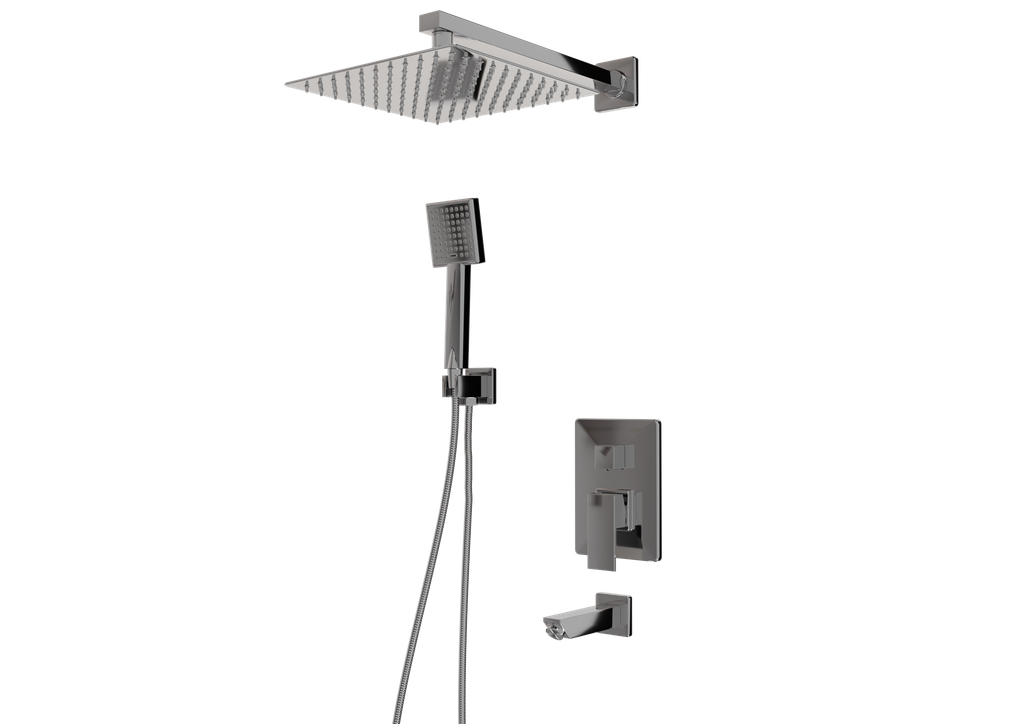 BELİNZA ANKASTRE KARE DUŞ SETİ 3 YÖNLÜ KROM 20300