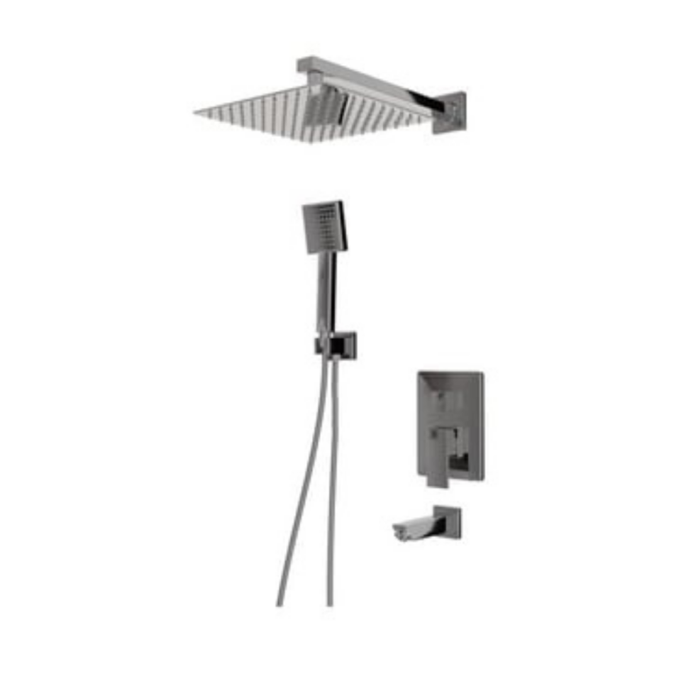 BELİNZA ANKASTRE KARE DUŞ SETİ 2 YÖNLÜ KROM 20310