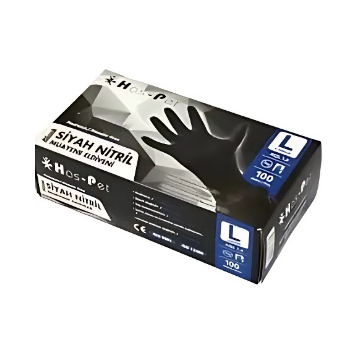 HASPET SİYAH NİTRİL ELDİVEN LARGE 100 ADET