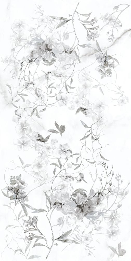 30X60 ANGORA GRAY FLORAL RELIEF MOTIF