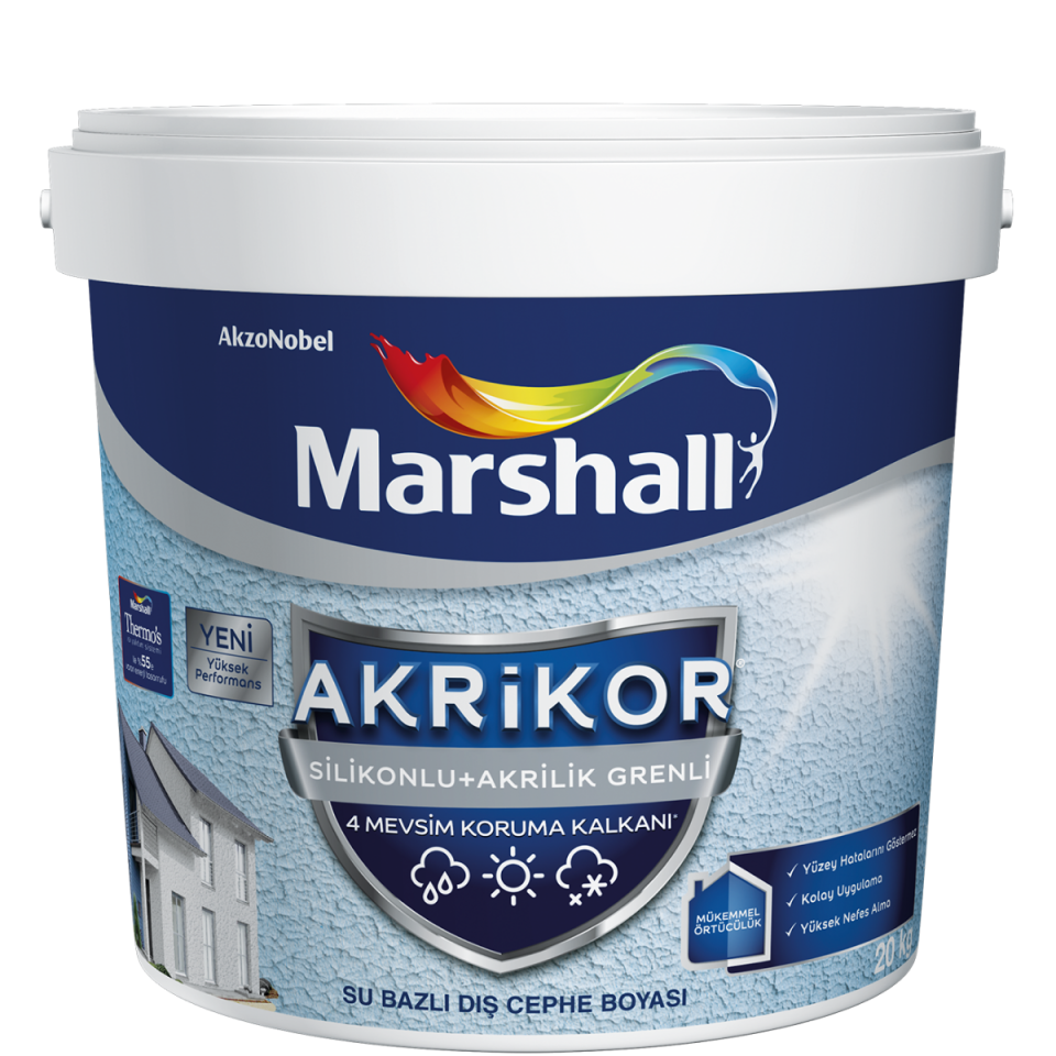 MARSHALL AKRİLİK SİLİKONLU GRENLİ BEYAZ 20 KĞ