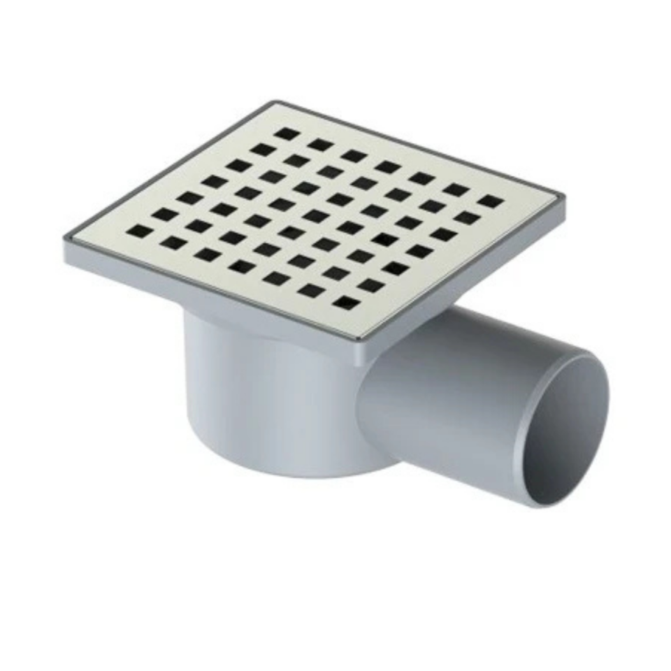 YER SİFONU CAMLI KROM ÇERÇEVELİ 10X10 YANDAN 50 ÇIKIŞLI