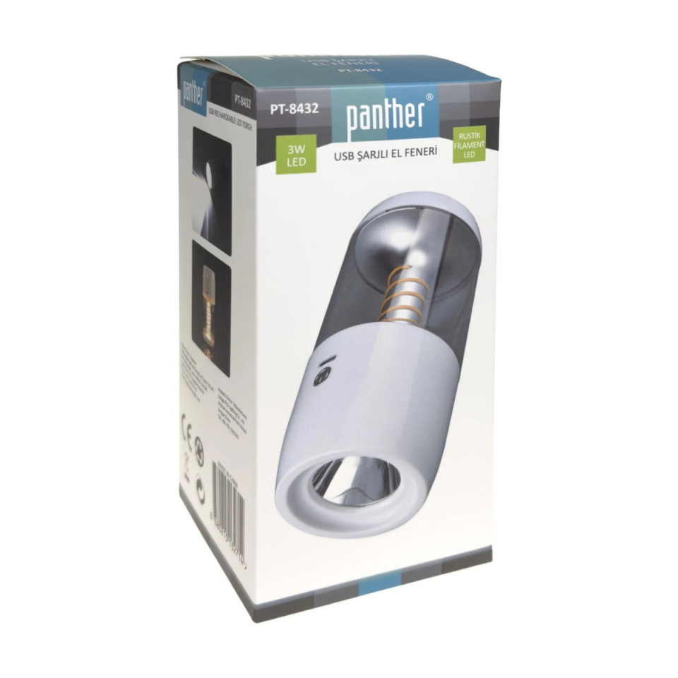 PANTHER USB ŞARJLI EL FENERİ PT-8432
