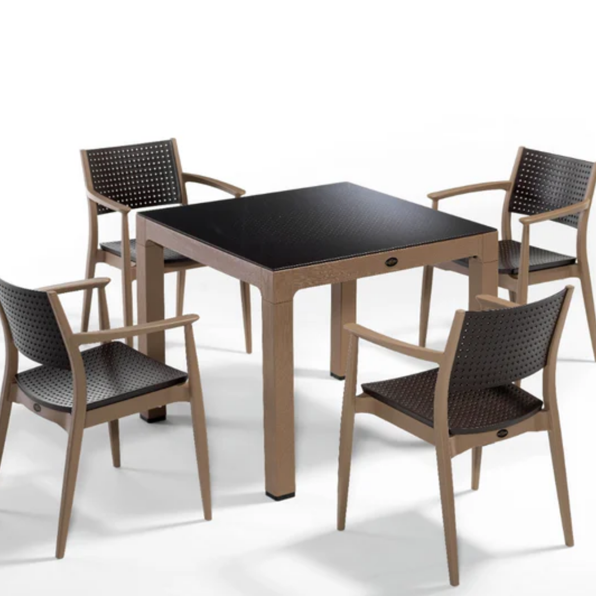 MASA 90X90 SEGİNUS 4 LÜ TAKIM ÇÖL KAHVE-KAHVERENGİ