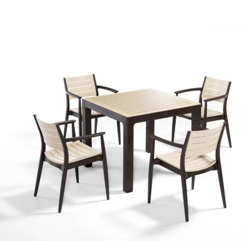 MASA 90X90 REGNUM 4 LÜ TAKIM KAHVERENGİ-CAPPUCINO