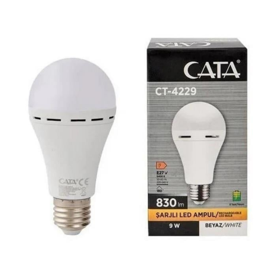 CATA 4229 ŞARJLI LED AMPUL 9W BEYAZ