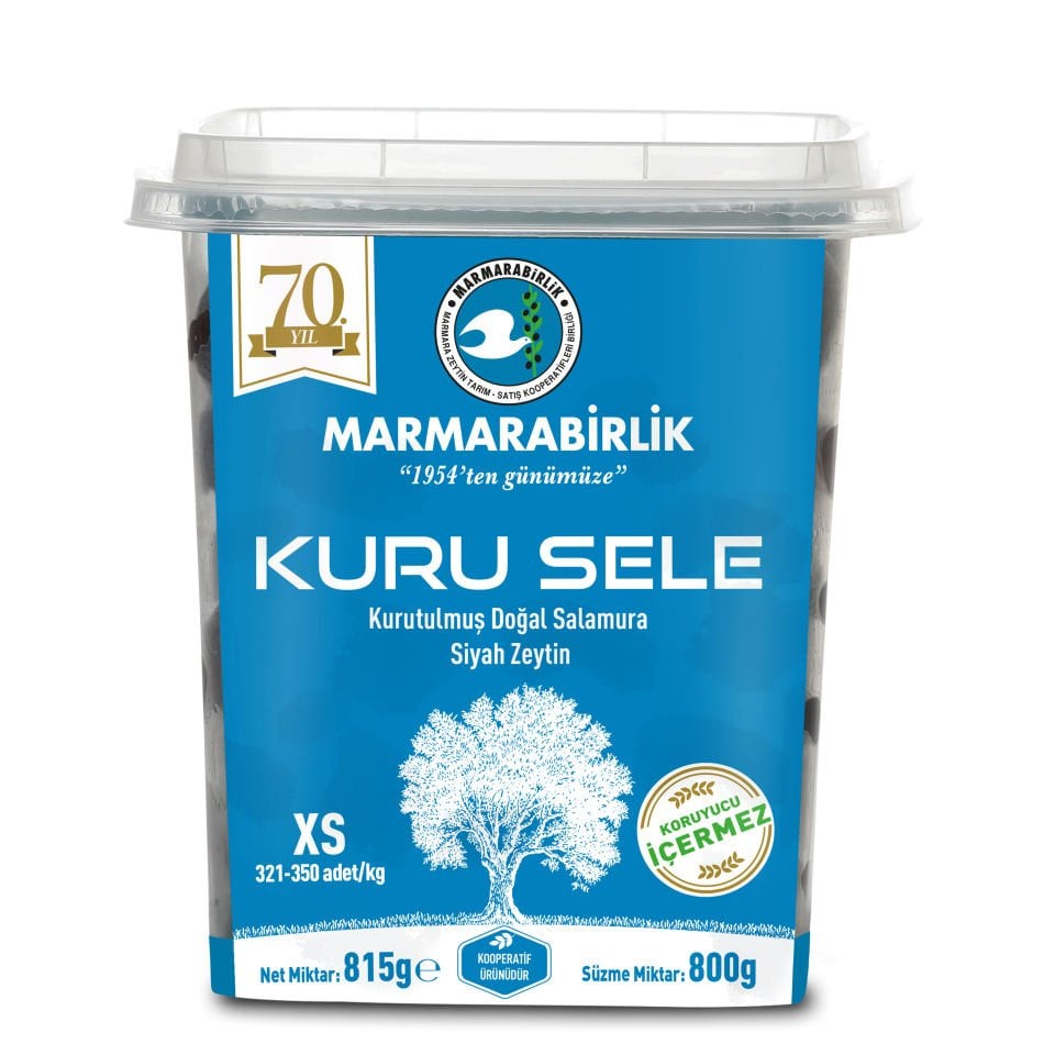Kuru Sele Siyah Zeytin  XS  (321-350)  800 Gr Pet