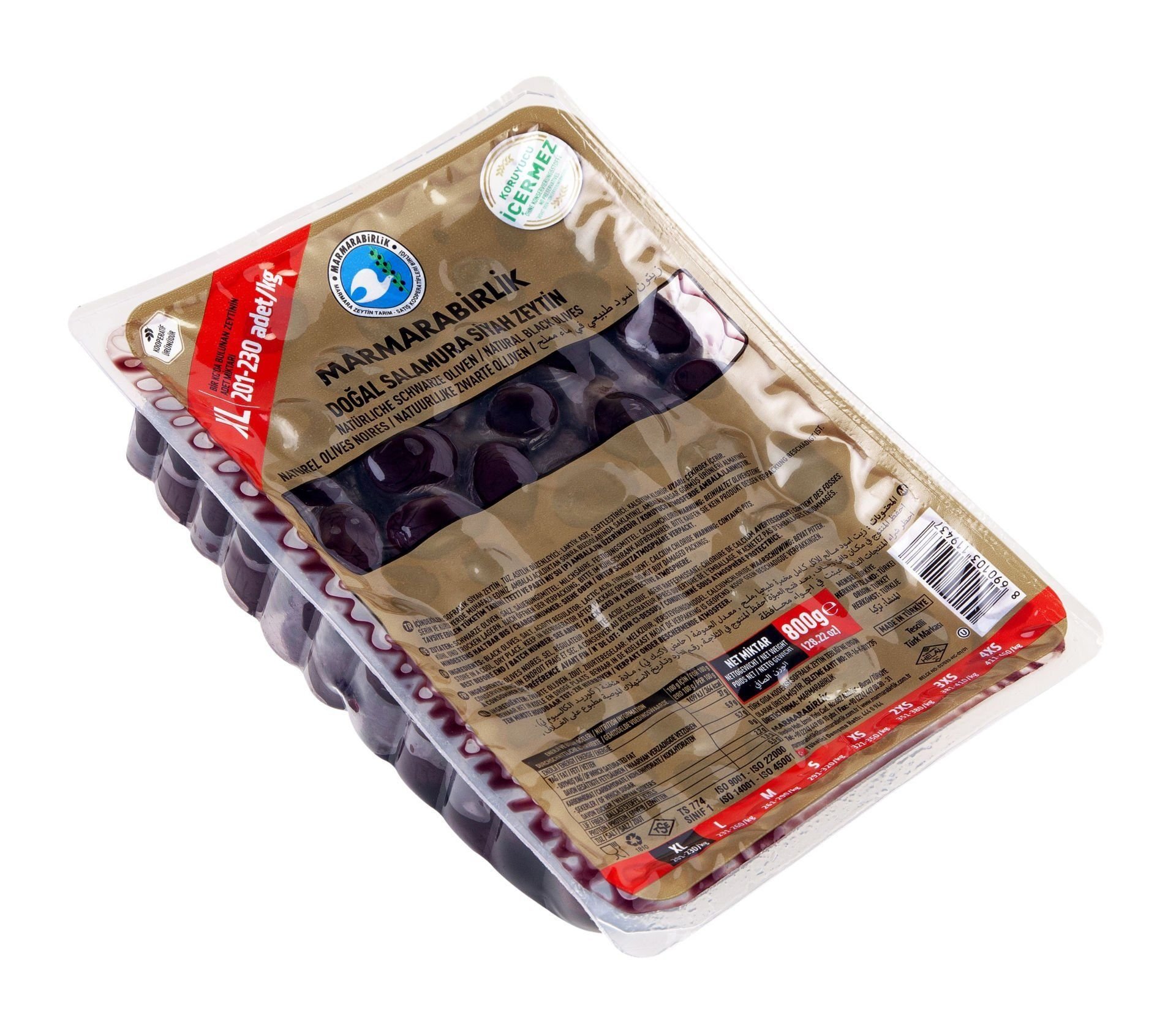 Doğal Salamura Siyah Zeytin 800 Gr  Vakumlu