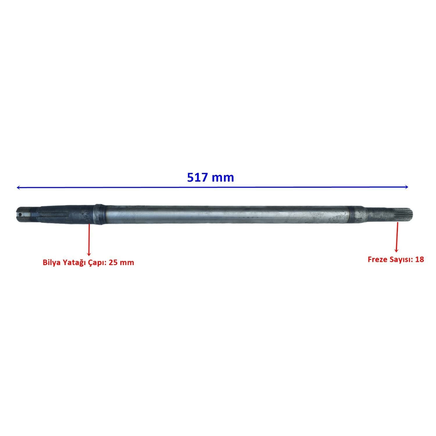 E-Yük Arabası Ar 10000 Moped Arka Aks 517 Mm 18 Freze Öm